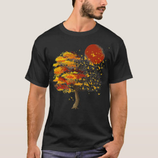 T-shirt Nature Pleine lune Faune Arbre Foule D'Oiseaux En 