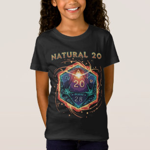 T-Shirt Naturel 20 Dés D20 Flamboyants Épique D&D Coup C