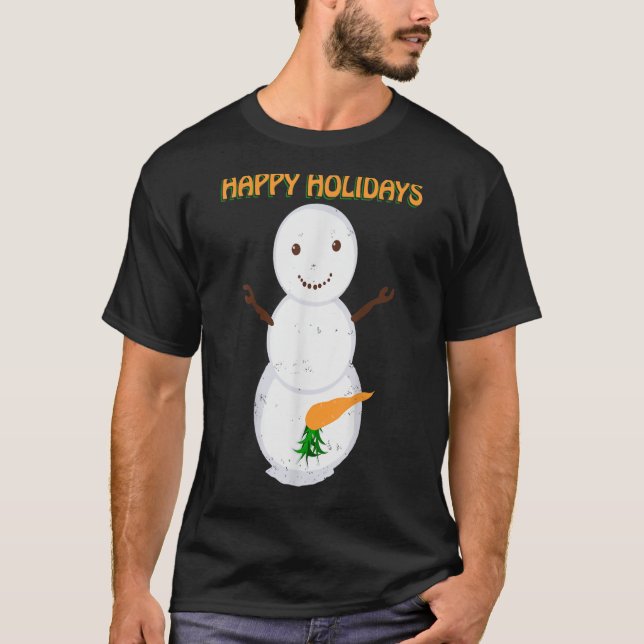 T-shirt Naughty Carrot Snowman Drôle Mauvais Noël  (Devant)