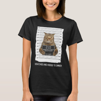 T-shirt Naughty Chat Scratches Et Hisses À Propriétaire Ch