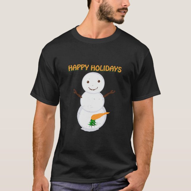 T-shirt Naughty Dirty Carrot Snowman Drôle Mauvais Noël (Devant)
