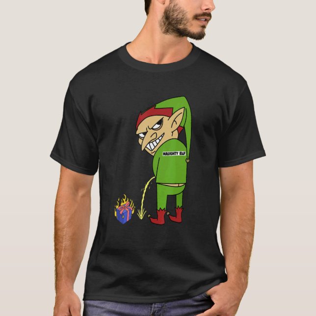 T-shirt Naughty Elf   Christmas Elf Trouble Maker (Devant)