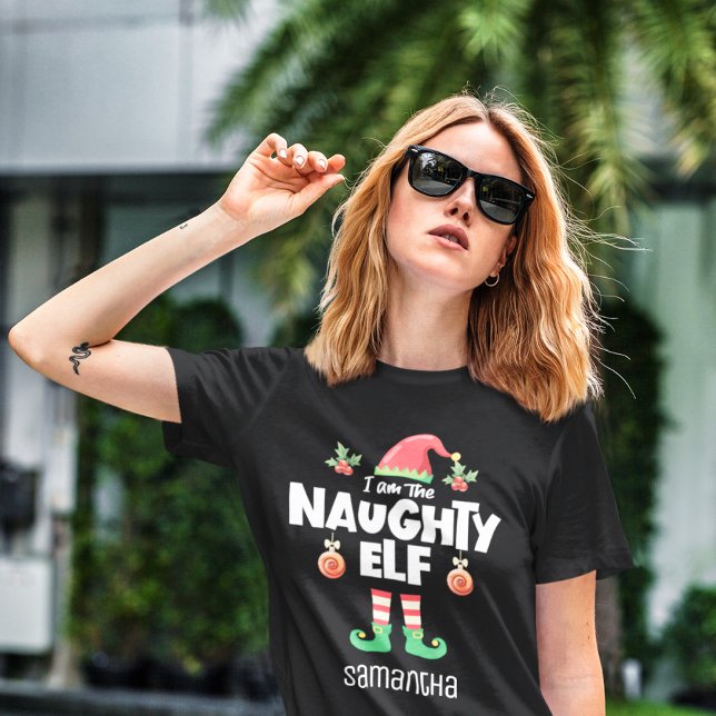 T-shirt Naughty elf famille correspondant nom de la tenue  (Créateur téléchargé)