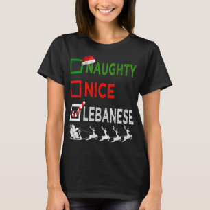 T-shirt Naughty Nice Pajamas de Noël Libanais Drôle Sant