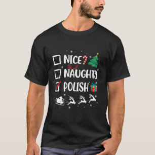 T-shirt Naughty Nice Polonais Noël Funny Santa Hat Noël