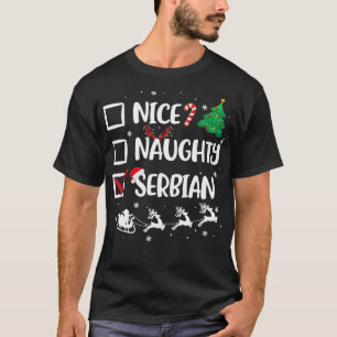 T-shirt Naughty Nice Serbe Noël Funny Santa Hat Xma