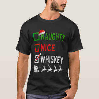 T-shirt Naughty Nice Whiskey Pajamas de Noël Drôle Père No
