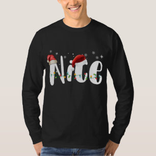 T-shirt Naughty ou Nice Matching Christmas lights Couples