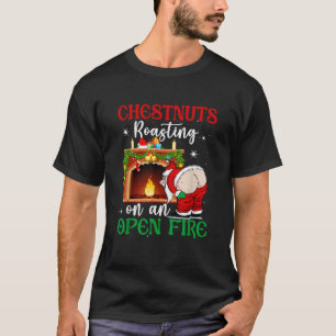 T-shirt Naughty Père Noël Châtaignes De Noël Dégustant Sur