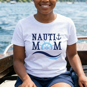T-shirt Nauti Maman Casque Bleu Marin Fête d'anniversaire