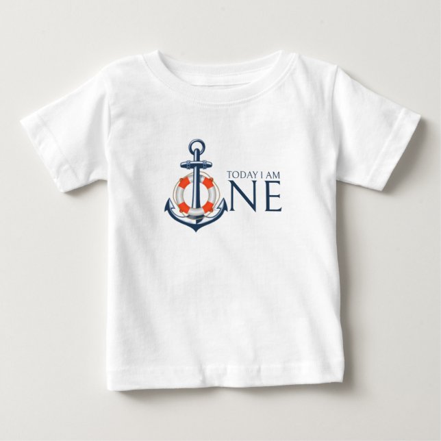 T-shirt Nautical Baby boy First Birthday (Devant)