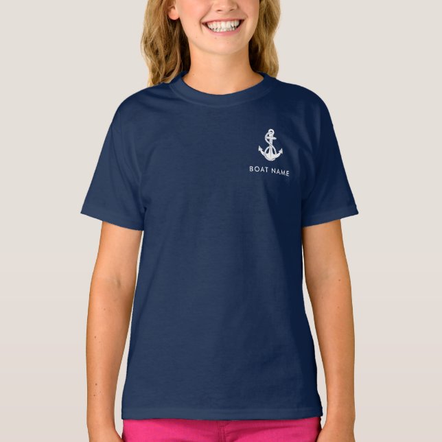 T-shirt Nautical Boat Anchor and Name Crew Custom (Devant)