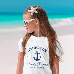 T-shirt Nautical Navy Blue Ancre Family Reunion Girl