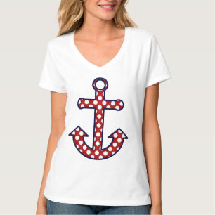 T-shirt nautique d'Ancre de point de polka