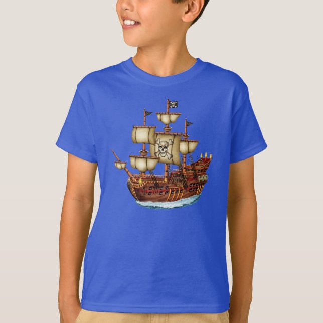 T-shirt nautique de bateau de pirate de l'enfant (Devant)