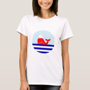 T-shirt nautique de style d'impression de baleine