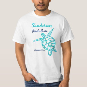 T-shirt Nautique Marine Bleue Turquoise mer Turtle maison 