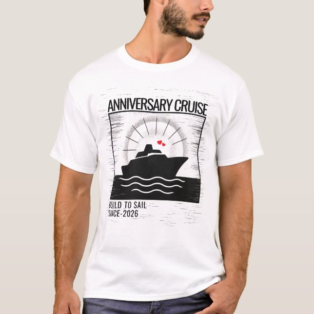 T-shirt Nautique Noir & Blanc Anniversaire Croisière Vacan (Devant)