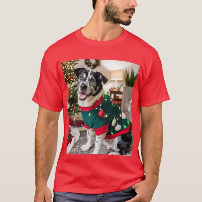T-shirt Navidad Perruna: Decorando con Estilo (Devant)