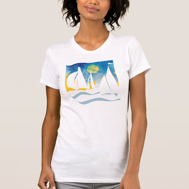 T-shirt Navigation de silhouette en mer (Devant)