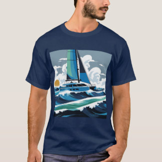 T-shirt Naviguez sur les vagues avec un catamaran !