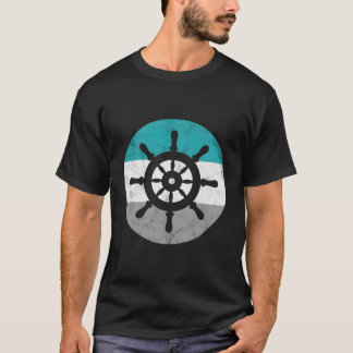 T-shirt Navire Roue Rétro Cadeau Bateau Pour Hommes Femmes