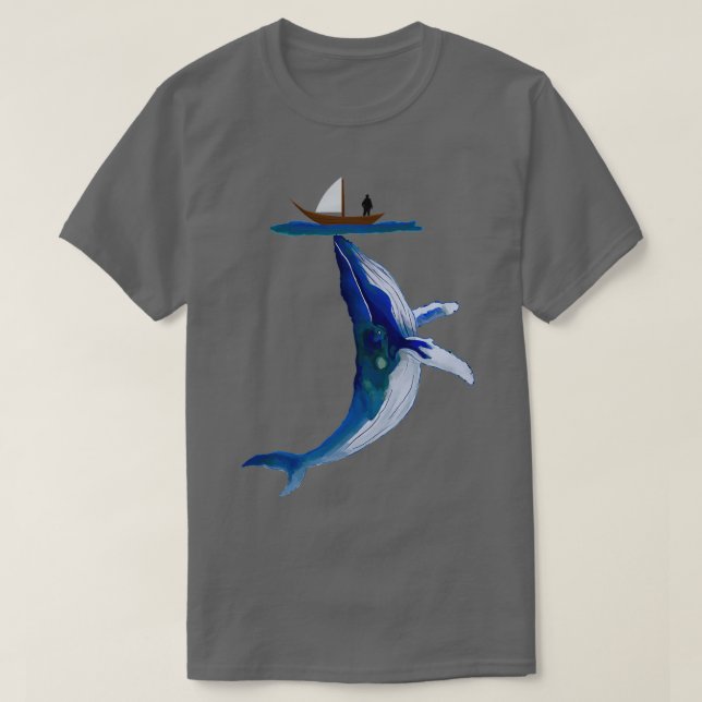 T-shirt navire solitaire de l'océan baleine (Design devant)