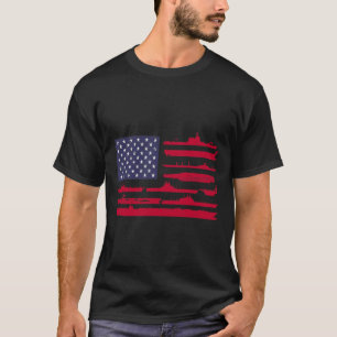 T-shirt Navires navals et drapeaux américains - Militaire