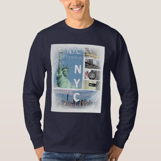 T-shirt Navy Blue Brooklyn Bridge Nyc New York City (Devant)
