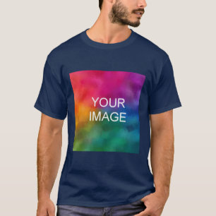 T-shirt Navy Blue Custom Ajouter un logo image Personnalis