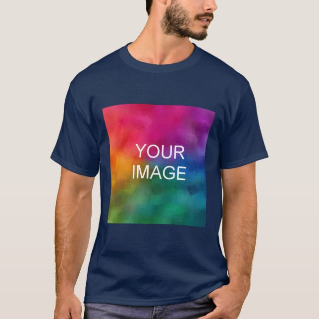 T-shirt Navy Blue Custom Ajouter un logo image Personnalis (Devant)