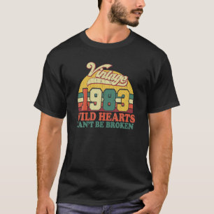 T-shirt Né 1983 Anniversaire Vintage Retro Coeurs sauvages