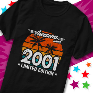 T-shirt Né 2001 Limited Edition Retro Awesome depuis 2001