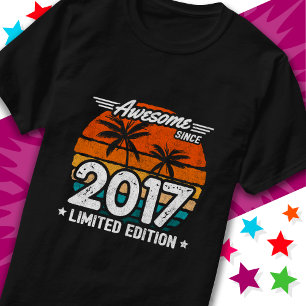 T-shirt Né 2017 Limited Edition Retro Awesome depuis 2017