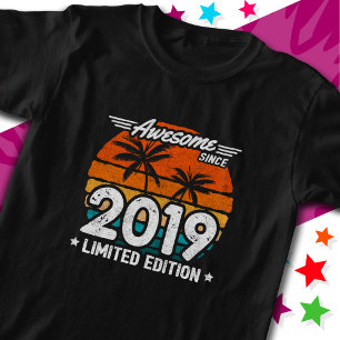 T-shirt Né 2019 Limited Edition Retro Awesome depuis 2019