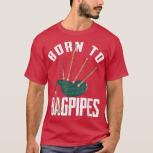 T-shirt Né à Bagpipe Instrument Brass Band Folk Music M
