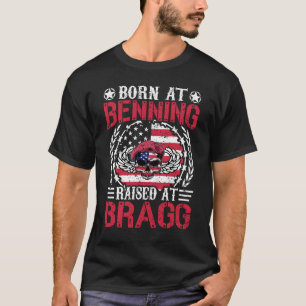 T-shirt Né à Benning, élevé à Bragg, Cadeau pour Vétéran d