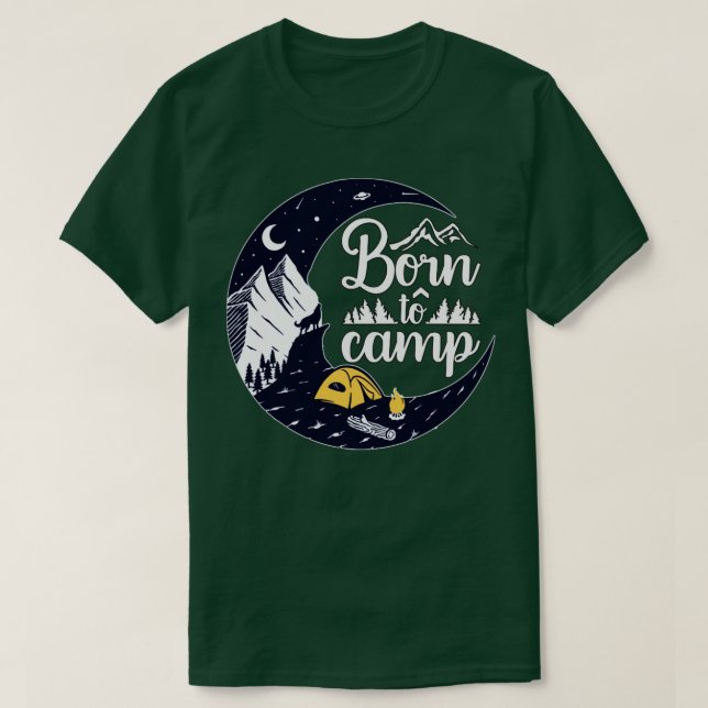T-shirt Né à Camp Mountains Wolf Moon (Design devant)