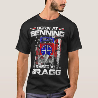 T-shirt Né À Ft Benning Lève Fort Bragg Airborne, Vet
