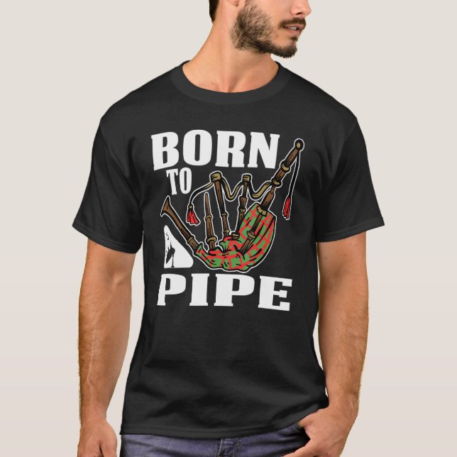 T-shirt Né À Pipe Bagpiper tenue (Devant)