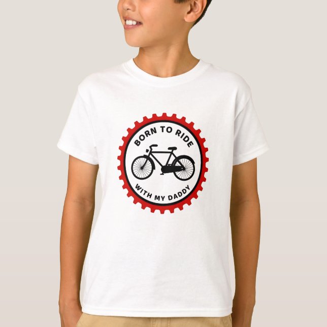 T-shirt Né À Ride Avec Papa Famille Aventure Keepsaké (Devant)