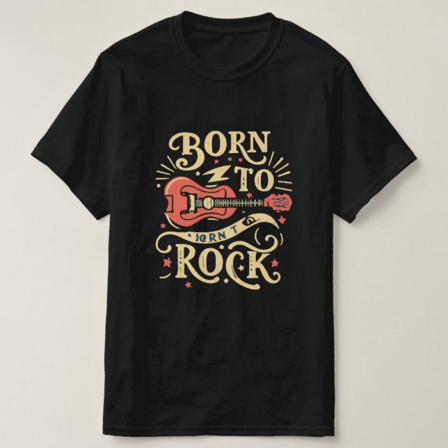 T-shirt Né à Rock Electric Guitar (Design devant)