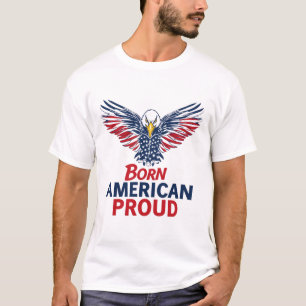 T-shirt Né Américain Fier Patriotique Aigle Drapeau Améric
