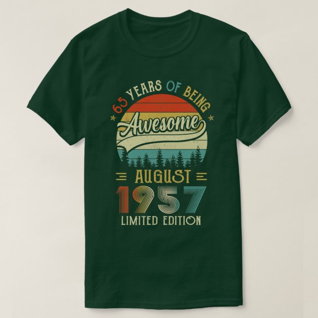 T-shirt Né Août 1957 65ème Anniversaire Fabriqué En 1957 6 (Design devant)