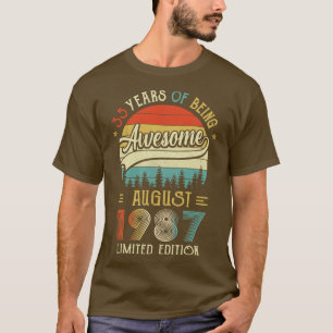 T-shirt Né Août 1987 35ème Anniversaire Fabriqué En 1987 3