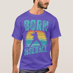 T-shirt Né Au Baseball Avec Vintage Retro Color Backgro