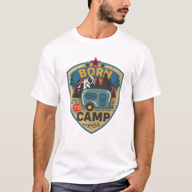 T-shirt Né Au Camp Retro Vintage (Devant)