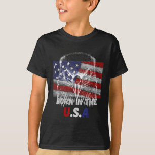 T-shirt Né Aux Etats-Unis un aigle Silhouette Patriotique 