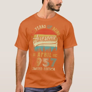 T-shirt Né Avril 1957 65ème Anniversaire Fabriqué En 1957 