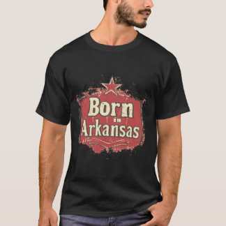 T-shirt Né dans l'Arkansas Panneau Rouge et Surdimensionné